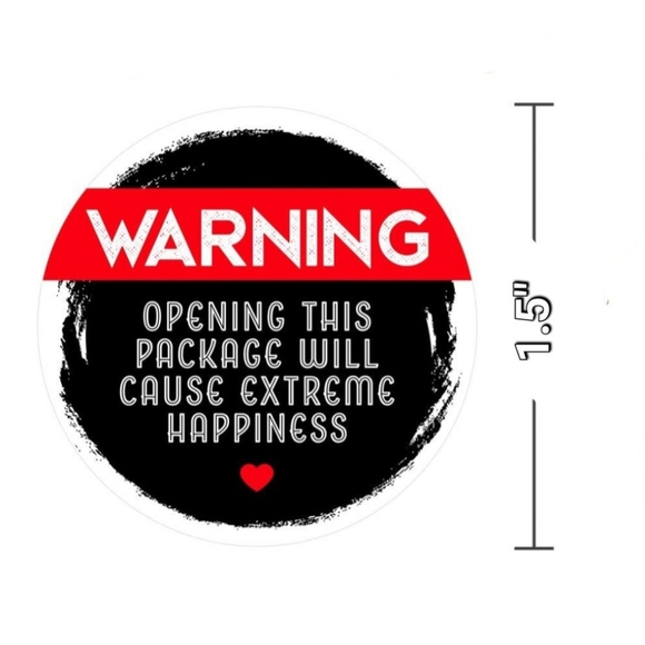 50 Warning Extreme Happiness Stickers 1.5" - Picture 2 of 6